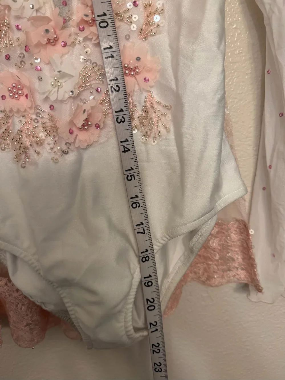 Glamour solo dance costume white lyrical floral lace long sleeve XLC child